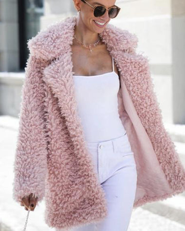 Zeagoo Pink Teddy Bear Coat Winter Warm Loose Oversized Fleece Jacket