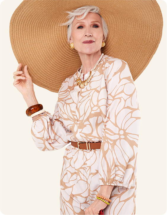 Maye Musk wide brim hat look