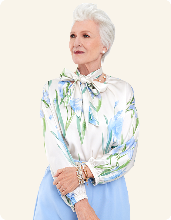 Maye Musk patterned blouse look
