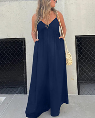 Casual Loose-Fitting Sleeveless Wide-Leg Jumpsuit