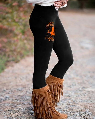 Halloween Black Forest Horse Lover Print Cozy Leggings