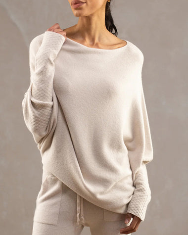 Asymmetric Draped Jumper Long Batwing Sleeve Off The Shoulder Sweater