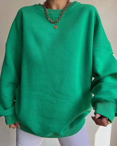 Oversize Sweatshirt Chicago Letter Graphic Long Sleeve Crewneck Pullover Top