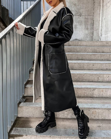 Women's Thick Windproof Belted Long Trench Coat Outerwear