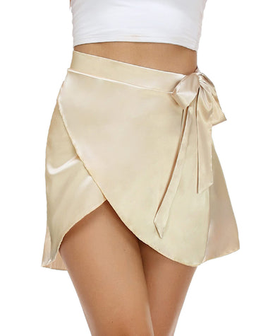 Tie Waist Self Belted Wrap Overlap A-Line Short Skirt - Zeagoo (Us Only)