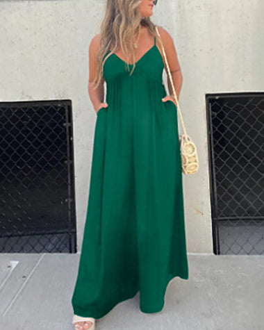 Casual Loose-Fitting Sleeveless Wide-Leg Jumpsuit