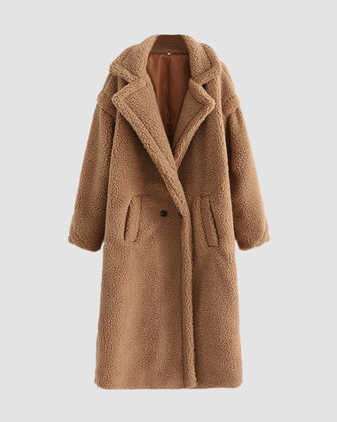 Loose Lamb-wool Coat Teddy Fur Lapel Mid-length Plush Coat