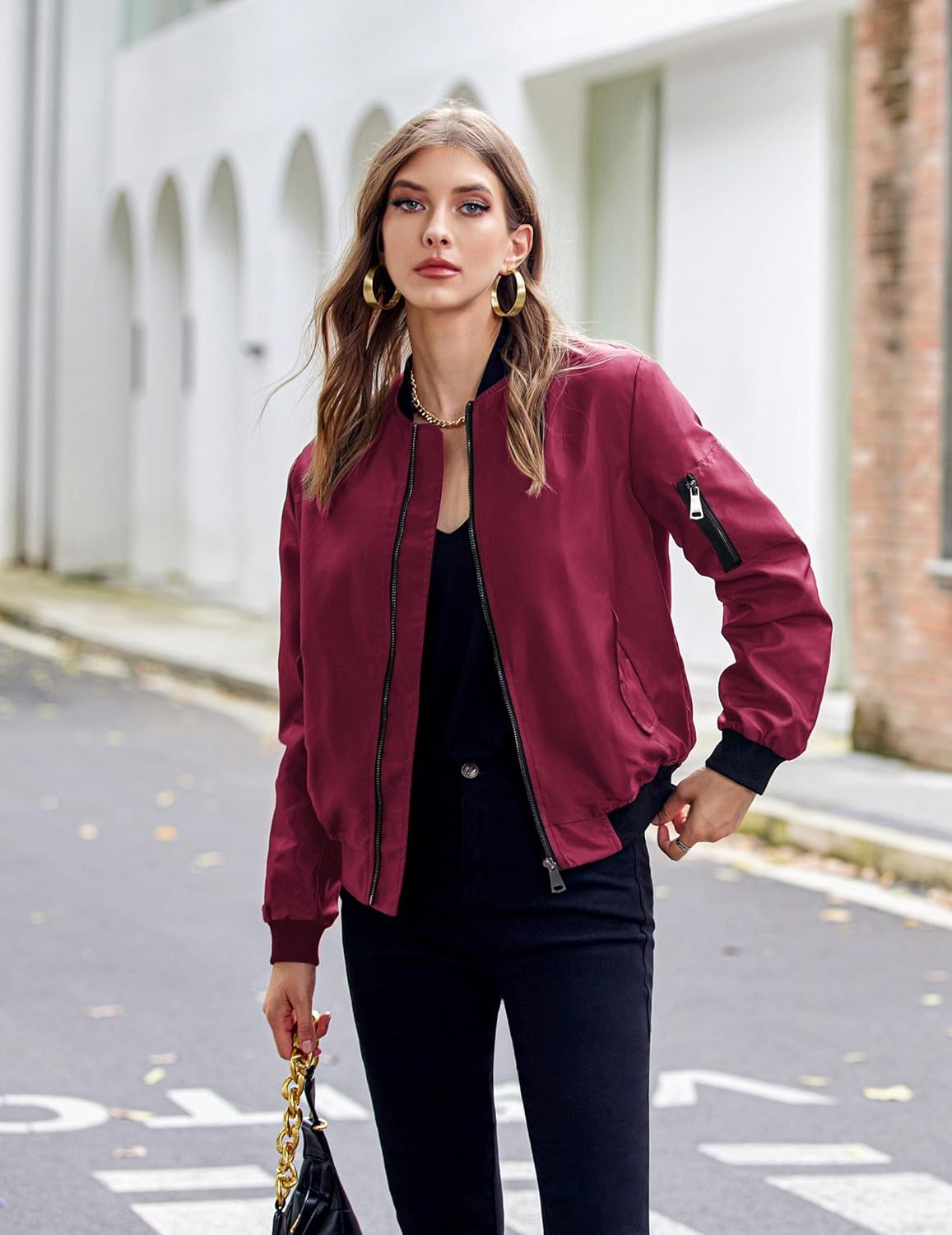 Zeagoo Bomber Jacket Women's Short Blouson Jacket (DE Only)