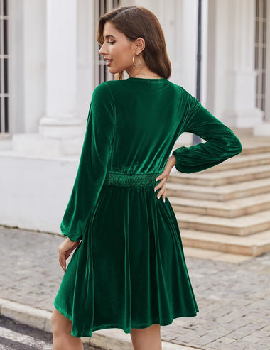 Zeagoo Women's Elegant Velvet Dress Winter Dress