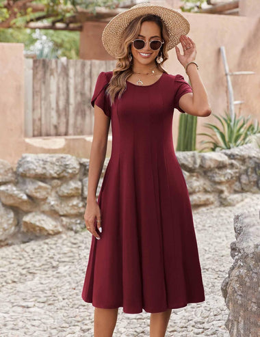Zeagoo Womens Casual Dress Short Sleeve Pleated Loos... - Zeagoo ZEAGOO Zeagoo Womens Casual Dress Short Sleeve Pleated Loos... - Zeagoo ZEAGOO