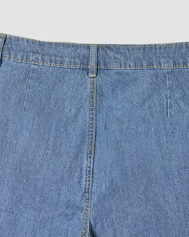 High Waisted Wide Leg Denim Pants Loose Fit Floor-Length Jeans