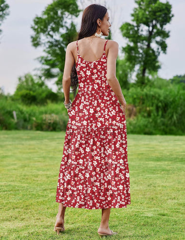 Zeagoo Womens Long Dress Adjustable Strap Floral Cas Zeagoo Womens Long Dress Adjustable Strap Floral Cas