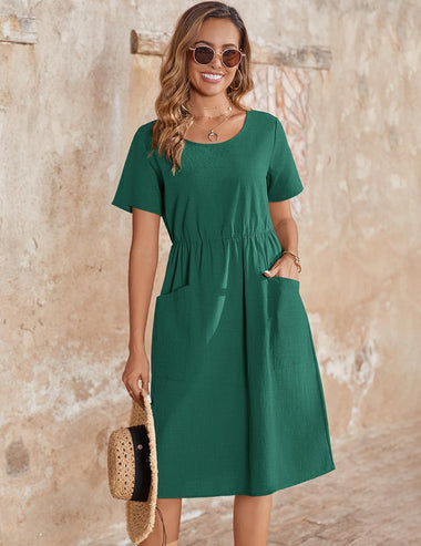 Zeagoo Womens Midi Dress Short Sleeve A-Line Cotton ... - Zeagoo ZEAGOO Zeagoo Womens Midi Dress Short Sleeve A-Line Cotton ... - Zeagoo ZEAGOO