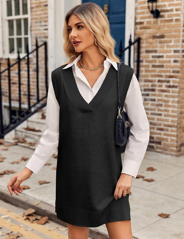 grey sweater vest dress Clare V. Le Vest Dress Grey Melange With Studs