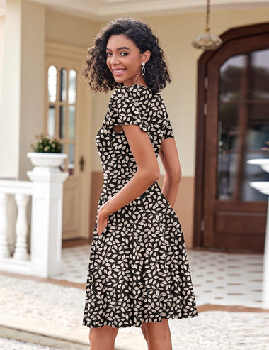 womens casual swing dress Fulijie Swing Dress for Women, Denim Short Sleeve V-Neck Leisure Casual Dress for Women, Size S-3XL, Big&Tall Blue, Women's Fashion Multi Pocket Skirt Summer Multi Button Women's Dress