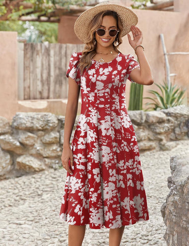 Zeagoo Womens Casual Dress Short Sleeve Pleated Loose Flowy Dress ZEAGOO Zeagoo Womens Casual Dress Short Sleeve Pleated Loose Flowy Dress ZEAGOO