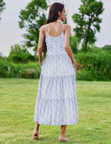 Zeagoo Womens Long Dress Adjustable Strap Floral Cas Zeagoo Womens Long Dress Adjustable Strap Floral Cas