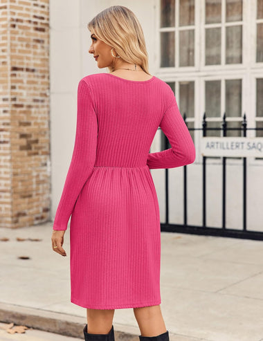 Zeagoo Womens Casual Sweater Dress Square Neck Knit ... - Zeagoo Red / 2XL(14) Zeagoo Womens Casual Sweater Dress Square Neck Knit ... - Zeagoo Red / 2XL(14)