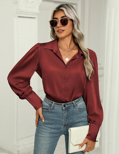 Tunique Elegante Femme Zeagoo Chemisier En Satin Pour Femme - Col En V - Décontracté - Chemisier En Soie - Haut à Manches Longues - Tunique, Rose, XXL Chemisier Satin Tunique Elegante Femme Zeagoo Chemisier En Satin Pour Femme - Col En V - Décontracté - Chemisier En Soie - Haut à Manches Longues - Tunique, Rose, XXL Chemisier Satin