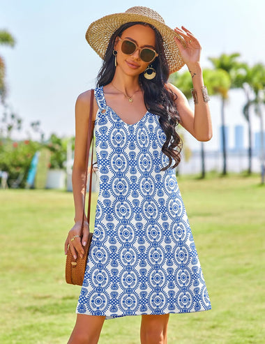 boho dress sleeveless Women's Boho Smocked Maxi Dress