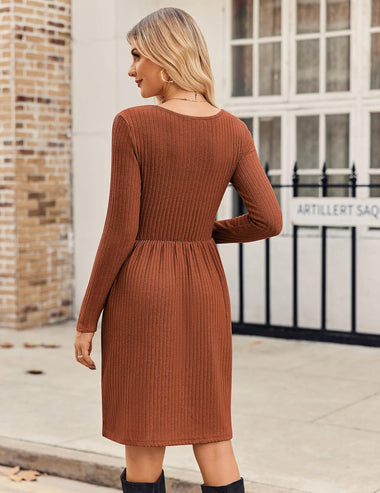 Zeagoo Womens Casual Sweater Dress Square Neck Knit ... - Zeagoo Red / 2XL(14) Zeagoo Womens Casual Sweater Dress Square Neck Knit ... - Zeagoo Red / 2XL(14)