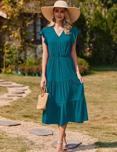 a line maxi dress casual Sleeveless Tie Waist Maxi Dress For Women - Casual Solid Color A Line Sun Dress With Pockets