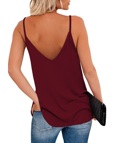 Womens V Neck Camisole Tank Top Strap Sleeveless T Shirt Casual Loose Vest Blouse - S-XXL - Zeagoo (Us Only)