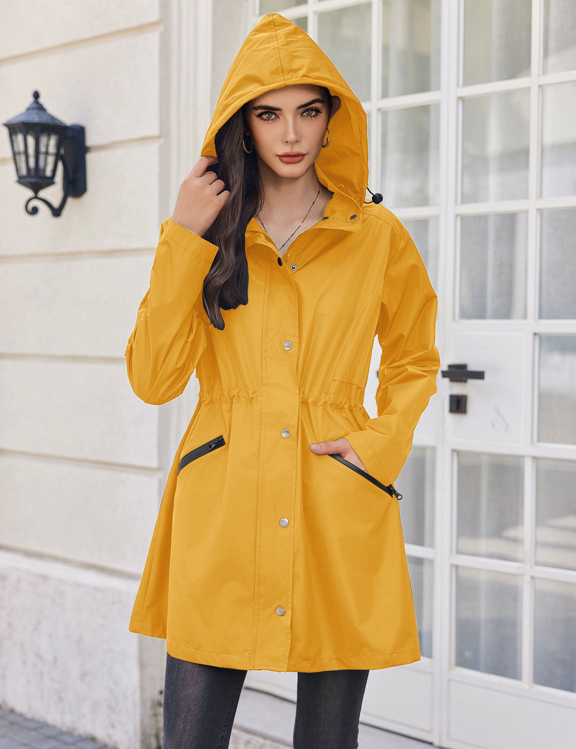 Lightweight Waterproof Yellow Rain Coat Womens Raincoat For Women