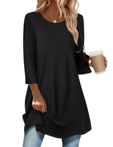 loose fitting tunic dresses Zeagoo Zeagoo Casual Loose Fit 3/4 Sleeve Tunic Tops