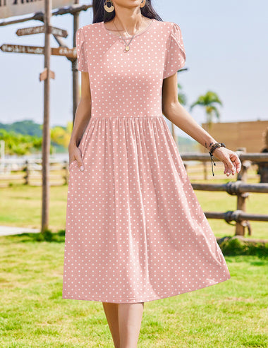 Zeagoo Women Short Sleeve Midi Dress with Pockets ZEAGOO Zeagoo Women Short Sleeve Midi Dress with Pockets ZEAGOO