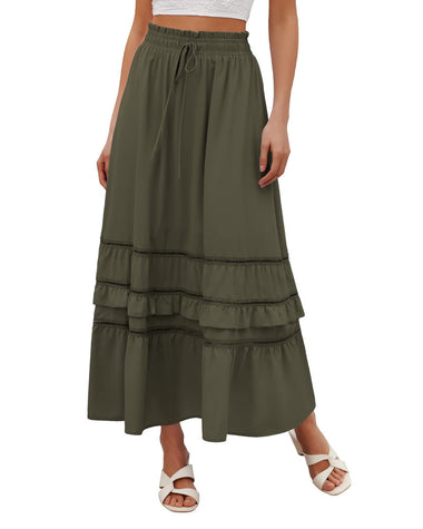 Zeagoo Women's Midi Skirts Boho High Waist A Line Casual Maxi Work Skirt Summer