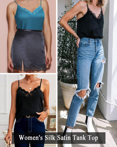 Zeagoo Satin Camisole for Women 2 PCS Lace Tank Top