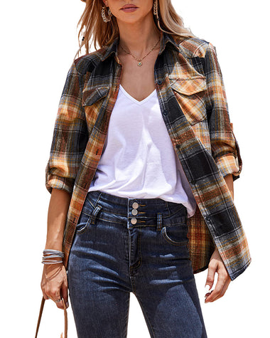 Long/Roll Up Sleeve Cotton Plaid Shirts - Zeagoo (Us Only)
