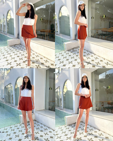 Womens Satin Skirts Mini Length A-Line Zipper Short Skirt Summer - Zeagoo (Us Only)