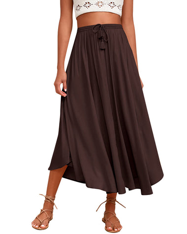 High Waisted Flowy Elastic Skirts , Lightweight Long Skirts - Zeagoo (Us Only)