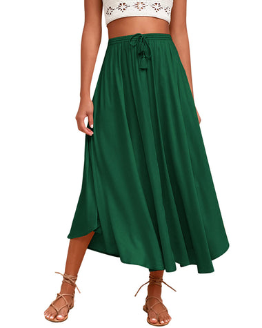 High Waisted Flowy Elastic Skirts , Lightweight Long Skirts - Zeagoo (Us Only)