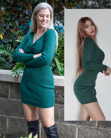 Twist Front Knitted Bodycon Dress - Zeagoo (Us Only)