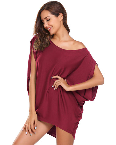 Women's Off Shoulder Blouse Loose Summer T Shirts Batwing Sleeve Tops S-XXL - Zeagoo (Us Only)