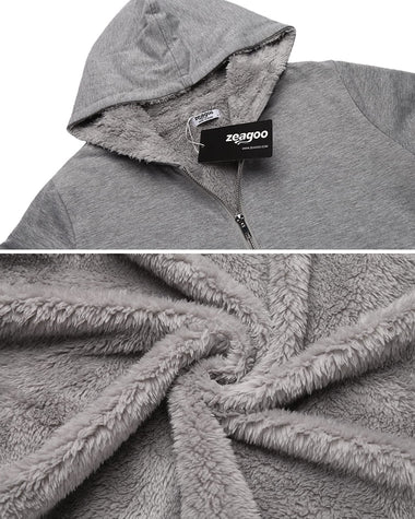 Women's Fleece Zip up Hoodies Long Thicken Outerwear Jacket Oversize Sweatshirts with Pockets - Zeagoo (Us Only)