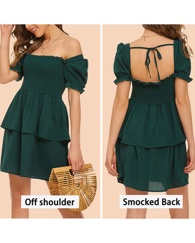Lantern Sleeve Swing Mini Dress - Zeagoo (Us Only)