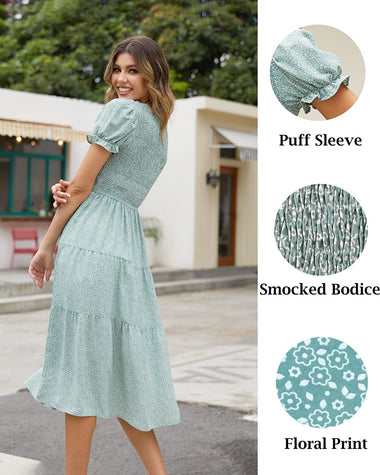 Boho Floral Print Vintage Maxi Dress - Zeagoo (Us Only)
