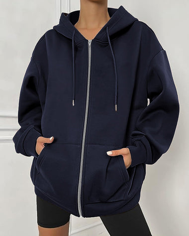 Zeagoo Women's Oversized Zip Up Hoodies Fleece Jacket Casual 2023 Fall Winter Sweatshirts Drawstring Y2K Hoodies Teen Girls