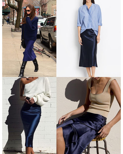 zeagoo womens midi skirt high waist solid satin dress zipper elegant summer skirts