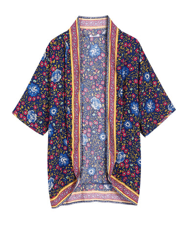 Floral Printed Batwing Cardigan - Zeagoo (Us Only)