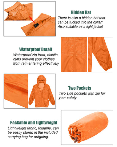 Waterproof Rain Packable Hooded Windbreaker - Zeagoo (Us Only)