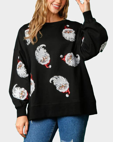 Christmas Sequin Santa French Terry Sweatshirt