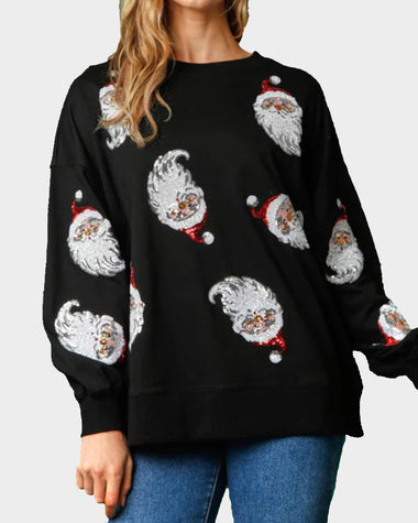 Christmas Sequin Santa French Terry Sweatshirt