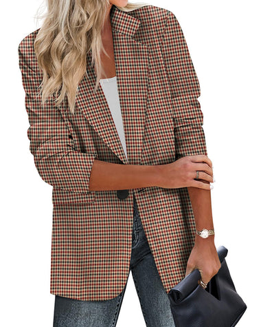 Zeagoo Womens Casual Blazers Pockets Long Sleeve Open Front Work Office Jackets Lapel Button Long Blazer Suit for Bussiness