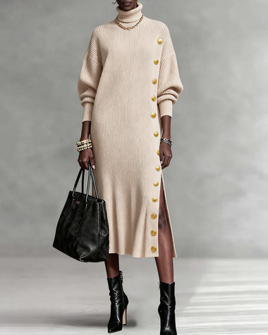 Loose Fit Split Design Knitwear Midi Dress – ZEAGOO