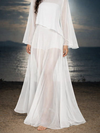 Trendy Flowy Sheer Overlay Tube Top and Shorts set ZEAGOO Trendy Flowy Sheer Overlay Tube Top and Shorts set ZEAGOO